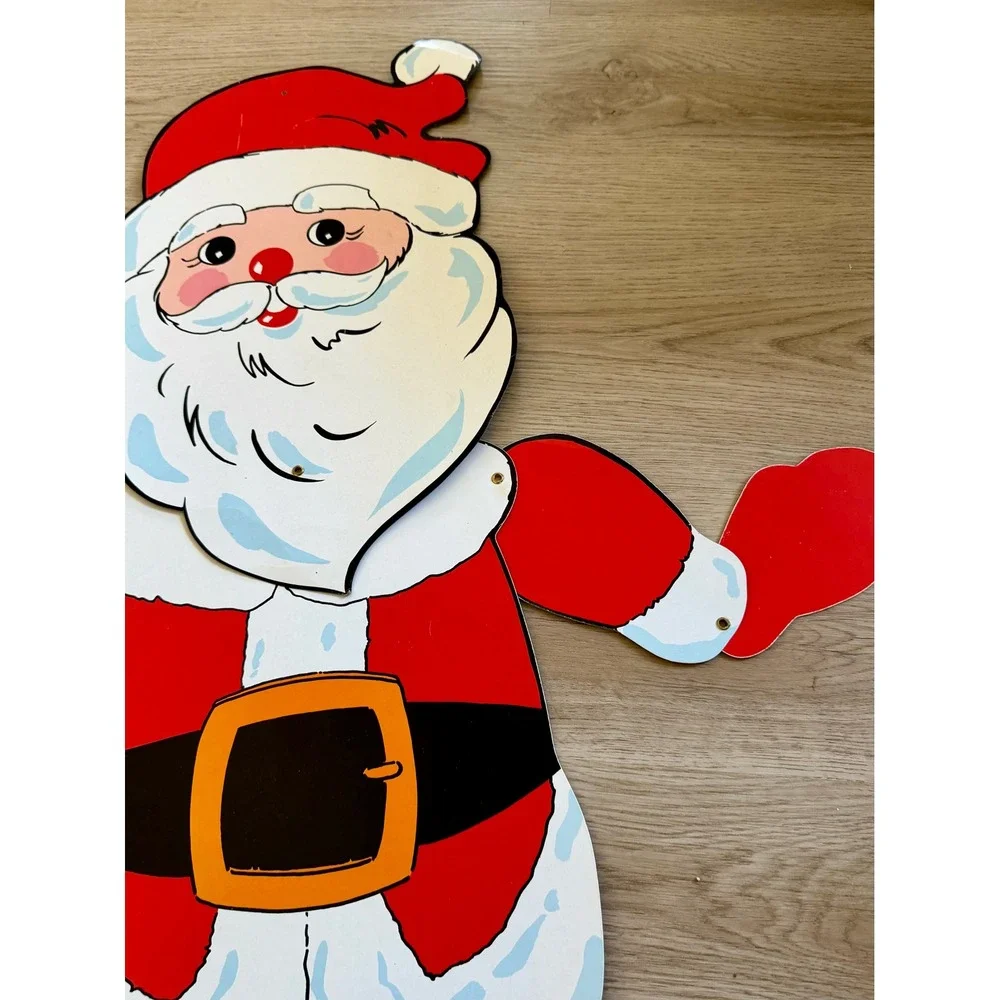 Vintage Jointed‎ Santa Claus Wall Hanging Christmas Decoration Articulated 36in